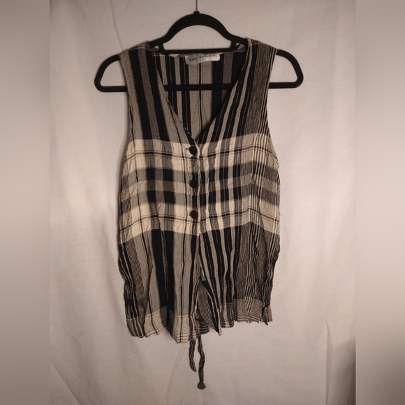 Vintage Retro Fall Gingham Plaid Vest Size S - Picture 1 of 2